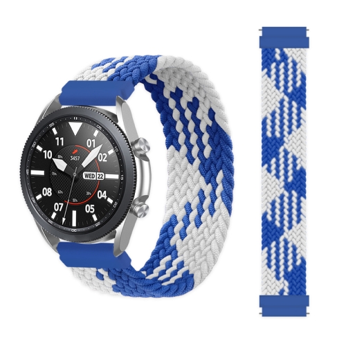 

For Garmin Vivoactive 3 Adjustable Nylon Braided Elasticity Replacement Strap Watchband, Size:125mm(Blue White)