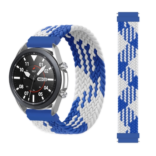 

For Garmin Vivoactive 3 Adjustable Nylon Braided Elasticity Replacement Strap Watchband, Size:155mm(Blue White)