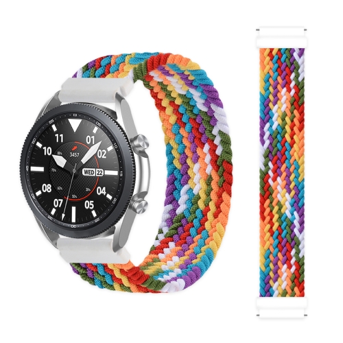 

For Samsung Galaxy Watch 42mm Adjustable Nylon Braided Elasticity Replacement Strap Watchband, Size:155mm(Rainbow)