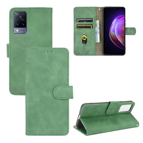 

For vivo V21 Solid Color Skin Feel Magnetic Buckle Horizontal Flip Calf Texture PU Leather Case with Holder & Card Slots & Wallet(Green)