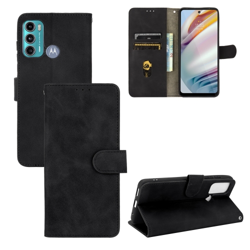 

For Motorola Moto G60 / G40 Fusion Solid Color Skin Feel Magnetic Buckle Horizontal Flip Calf Texture PU Leather Case with Holder & Card Slots & Wallet(Black)