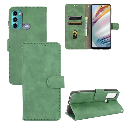 

For Motorola Moto G60 / G40 Fusion Solid Color Skin Feel Magnetic Buckle Horizontal Flip Calf Texture PU Leather Case with Holder & Card Slots & Wallet(Green)