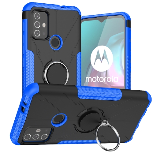 

For Motorola Moto G30 Armor Bear Shockproof PC + TPU Protective Case with Ring Holder(Blue)