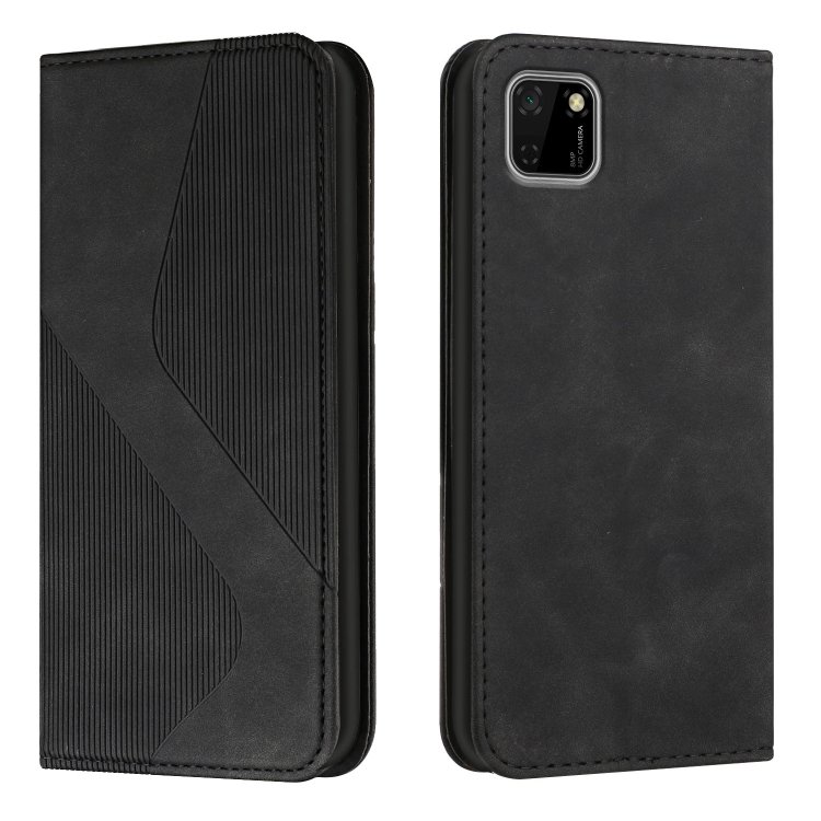 

For Huawei Y5p Skin Feel Magnetic S-type Solid Color Horizontal Flip Leather Case with Holder & Card Slot & Wallet(Black)