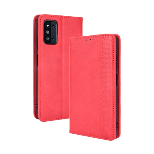 

For Samsung Galaxy F52 5G Magnetic Buckle Retro Crazy Horse Texture Horizontal Flip Leather Case with Holder & Card Slots & Photo Frame(Red)