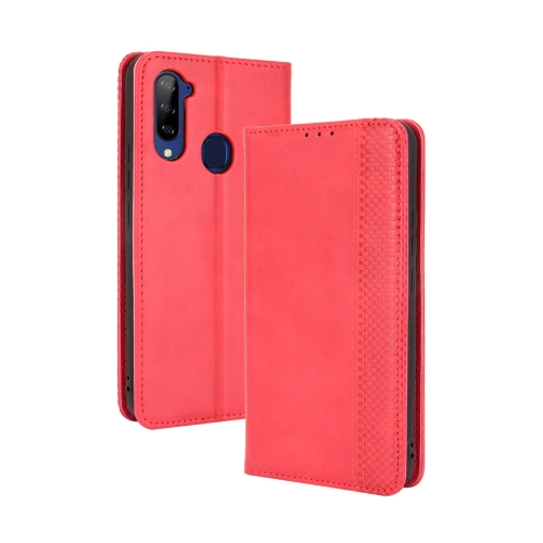 

For ZTE Libero 5G Magnetic Buckle Retro Crazy Horse Texture Horizontal Flip Leather Case with Holder & Card Slots & Photo Frame(Red)
