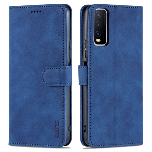 

For vivo Y20 / iQOO U1x AZNS Skin Feel Calf Texture Horizontal Flip Leather Case with Card Slots & Holder & Wallet((Blue)