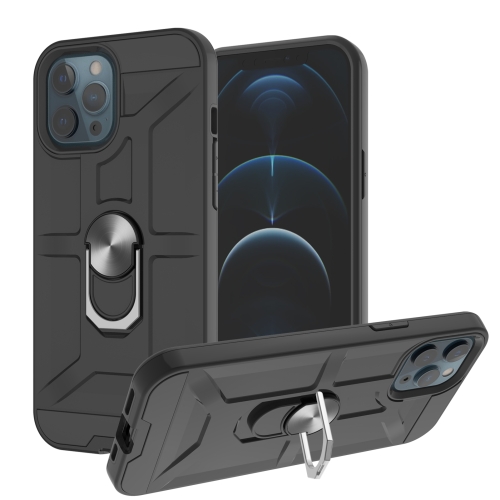 

War-god Armor TPU + PC Shockproof Magnetic Protective Case with Ring Holder For iPhone 12 / 12 Pro(Black)