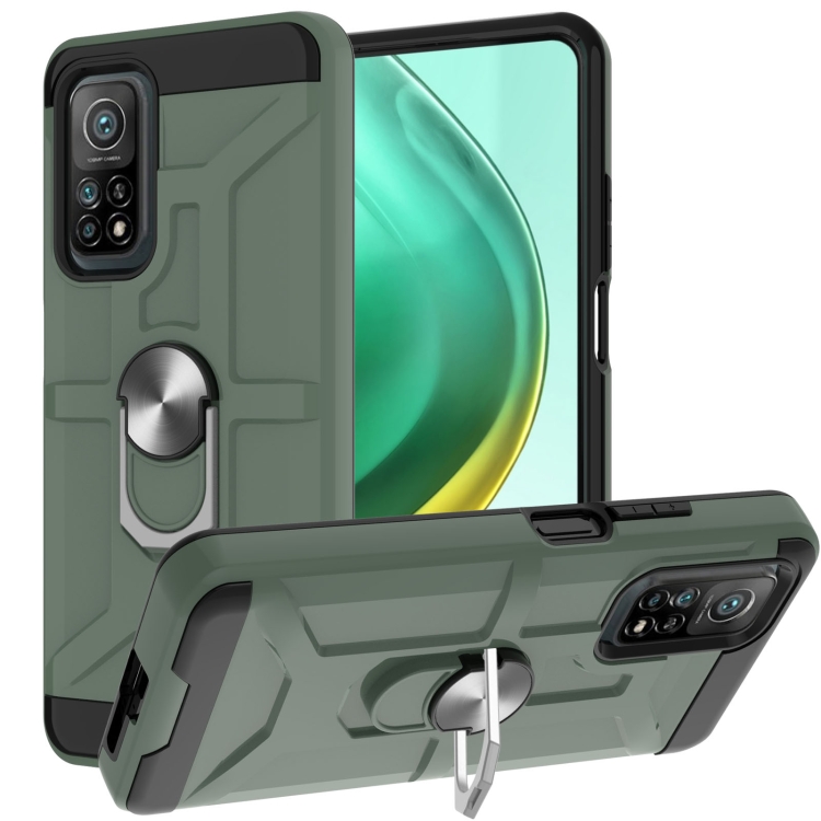

For Xiaomi Mi 10T/ 10T Pro / Redmi K30S War-god Armor TPU + PC Shockproof Magnetic Protective Case with Ring Holder(Deep Green)
