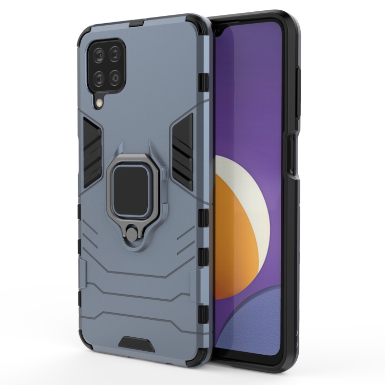 

For Samsung Galaxy M12 Shockproof PC + TPU Protective Case with Magnetic Ring Holder(Navy Blue)
