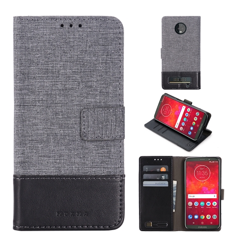 

For Motorola Moto Z3 Play MUXMA MX102 Horizontal Flip Canvas Leather Case with Stand & Card Slot & Wallet Function(Black)