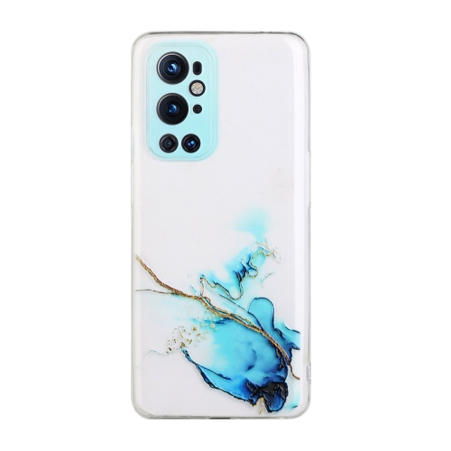 

For OnePlus 9 Pro Hollow Marble Pattern TPU Precise Hole Protective Case(Blue)