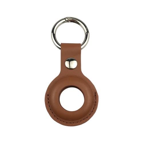 

Shockproof Anti-scratch Leather Protective Case Cover Key Chain with Hang Loop For AirTag(Brown)