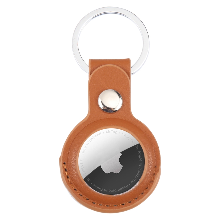 

Shockproof Anti-scratch PU Leather Protective Case Cover Key Chain with Hang Loop For AirTag(Brown)