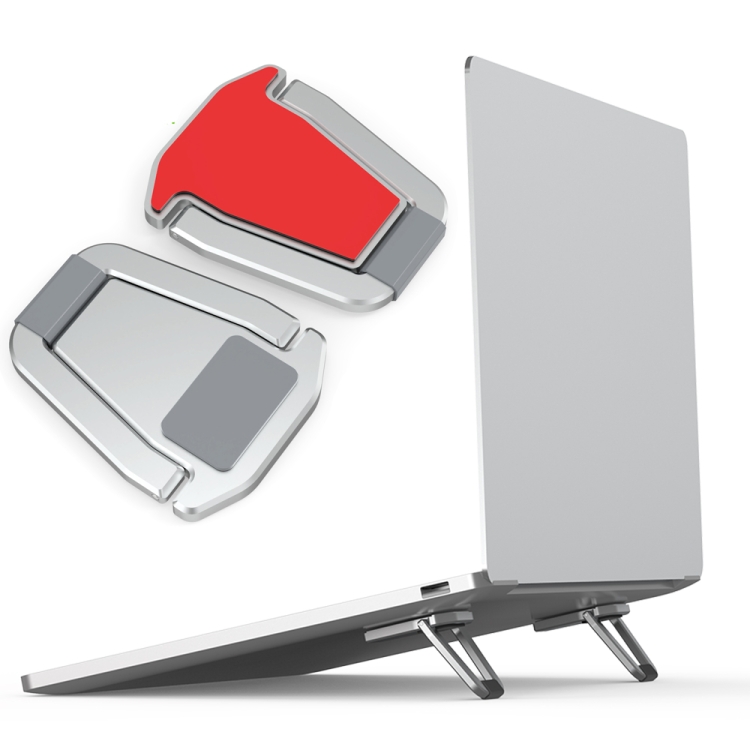 

2 PCS R-JUST HZ07 Universal Stickable Shield Shape Aluminum Alloy Laptop Foldable Stand(Silver)