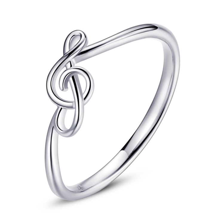 

S925 Sterling Silver Musical Note Women Ring, Size:6