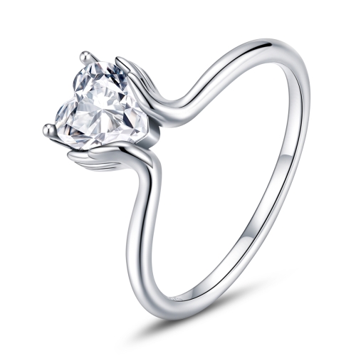 

S925 Sterling Silver Love In The Palm Of Your Hand Women Ring, Size:8