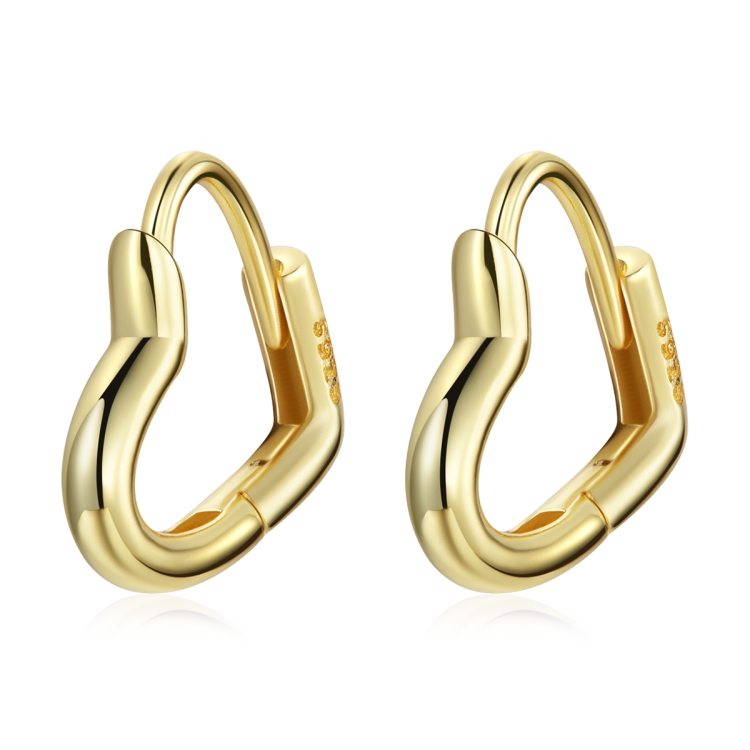 

S925 Sterling Silver Heart-shaped Hollow Ear Stud Women Earrings(Gold)