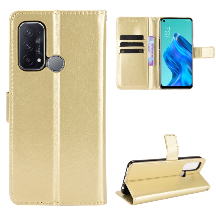 

For OPPO Reno5 A Crazy Horse Texture Horizontal Flip Leather Case with Holder & Card Slots & Lanyard(Gold)