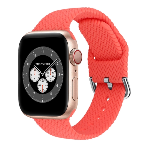 

Braided Silicone Replacement Watchbands with Buckle For Apple Watch Series 7 41mm / 6 & SE & 5 & 4 40mm / 3 & 2 & 1 38mm(Bright Pink)