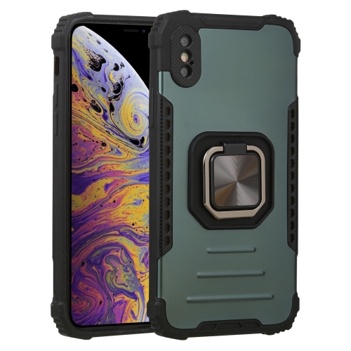 

Fierce Warrior Series Armor All-inclusive Shockproof Aluminum Alloy + TPU Protective Case with Ring Holder For iPhone X / XS(Green)