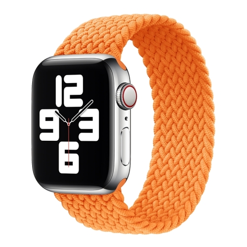 

Metal Head Braided Nylon Solid Color Replacement Strap Watchband For Apple Watch Series 6 & SE & 5 & 4 44mm / 3 & 2 & 1 42mm, Size:S 145mm(Orange)