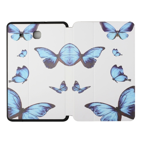 

For Samsung Galaxy Tab E 9.6 T560/T561/T565/T567V Dual-folding Coloured Drawing Voltage Horizontal Flip PU Leather Case with Holder(Butterfly)