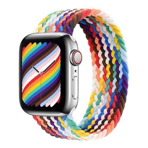 

Rainbow Braided Single Loop Replacement Watchbands, Size: S 135mm For Apple Watch Series 7 45mm / 6 & SE & 5 & 4 44mm / 3 & 2 & 1 42mm(Rainbow Colors)