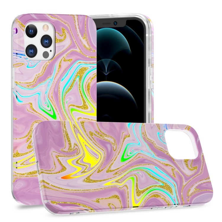 

Laser Glitter Watercolor Pattern Shockproof Protective Case For iPhone 12 Pro Max(FD5)
