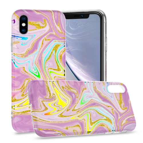 

Laser Glitter Watercolor Pattern Shockproof Protective Case For iPhone XS / X(FD5)