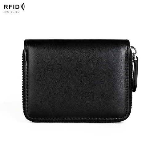 

RFID Anti-theft Zipper Leather Coin Purse Coin Storage Bag(Black)