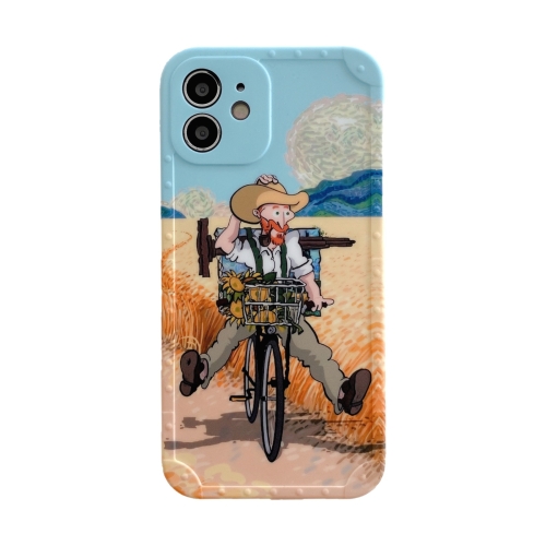 

Shockproof Oil painting TPU Protective Case For iPhone 11 Pro Max(Cycling)