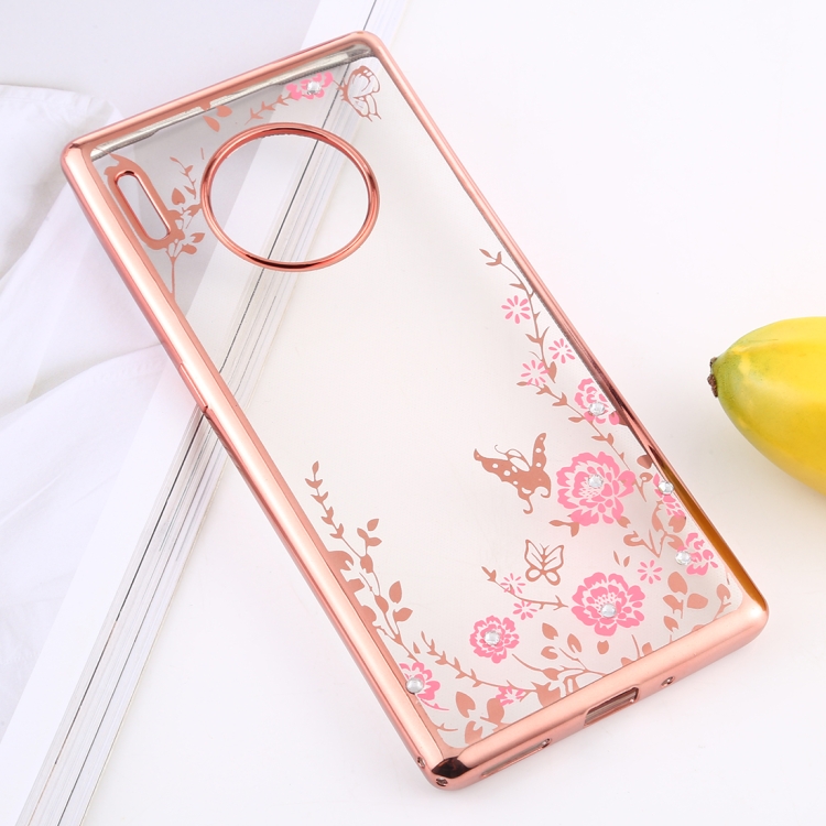 

For Huawei Mate 30 Pro Flowers Patterns Electroplating Soft TPU Protective Cover Case(Rose Gold)