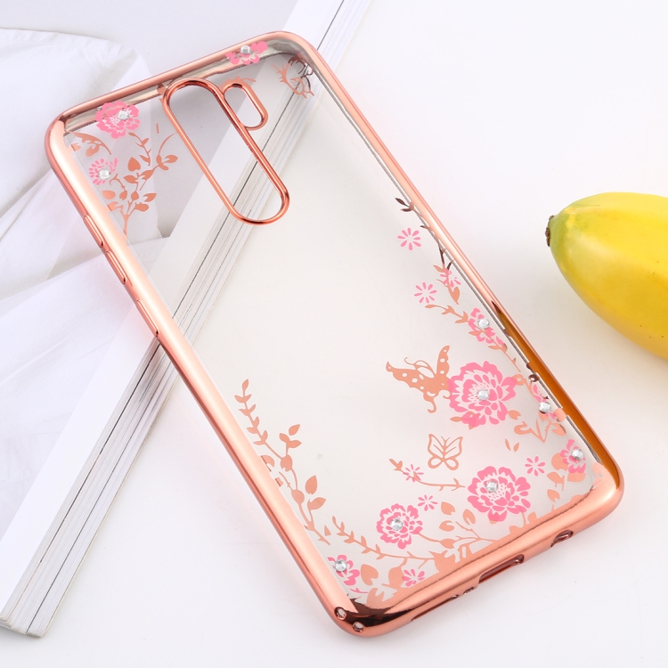 

For Xiaomi Redmi Note 8 Pro Flowers Patterns Electroplating Soft TPU Protective Cover Case(Rose Gold)