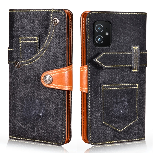 

For Asus Zenfone 8 / ZS590KS Denim Horizontal Flip Leather Case with Holder & Card Slot & Wallet(Black)