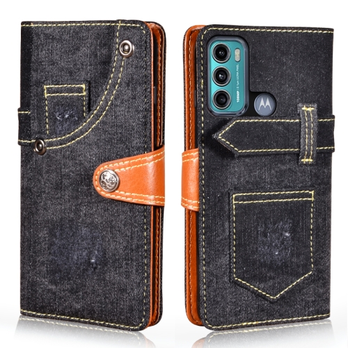 

For Motorola Moto G60 / Moto G40 Fusion Denim Horizontal Flip Leather Case with Holder & Card Slot & Wallet(Black)