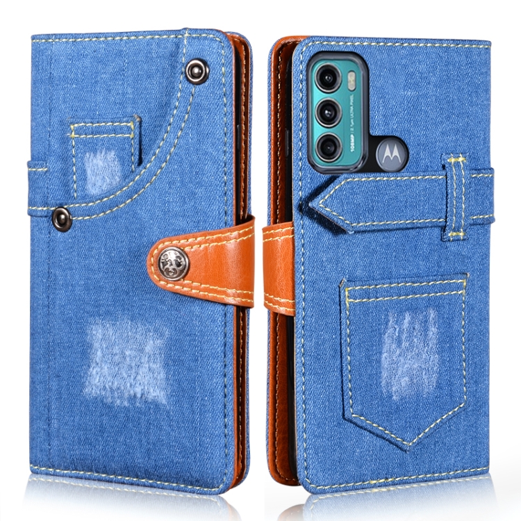 

For Motorola Moto G60 / Moto G40 Fusion Denim Horizontal Flip Leather Case with Holder & Card Slot & Wallet(Dark Blue)