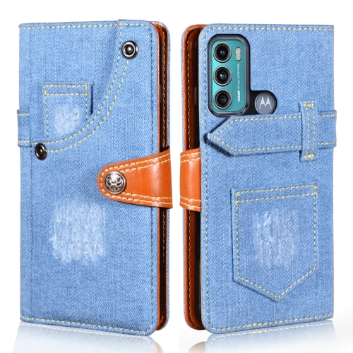 

For Motorola Moto G60 / Moto G40 Fusion Denim Horizontal Flip Leather Case with Holder & Card Slot & Wallet(Light Blue)