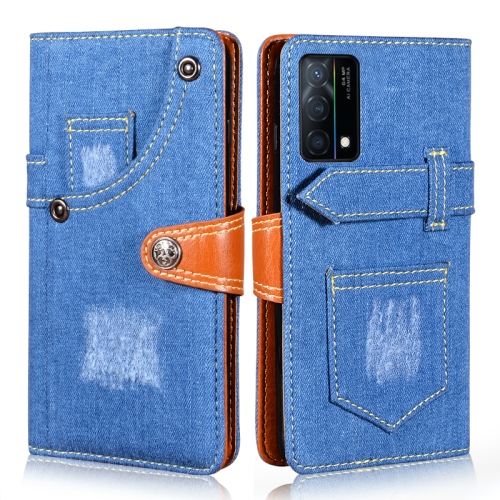 

For OPPO K9 5G Denim Horizontal Flip Leather Case with Holder & Card Slot & Wallet(Dark Blue)