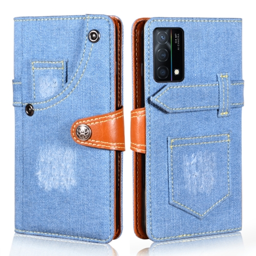 

For OPPO K9 5G Denim Horizontal Flip Leather Case with Holder & Card Slot & Wallet(Light Blue)