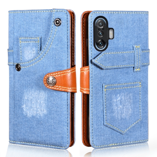 

For Xiaomi Redmi K40 Gaming Edition Denim Horizontal Flip Leather Case with Holder & Card Slot & Wallet(Light Blue)