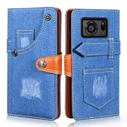 

For Sharp Aquos R6 Denim Horizontal Flip Leather Case with Holder & Card Slot & Wallet(Dark Blue)