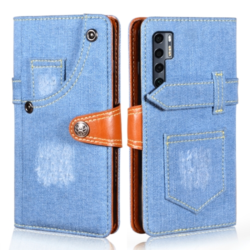 

For TCL 20 Pro 5G Denim Horizontal Flip Leather Case with Holder & Card Slot & Wallet(Light Blue)