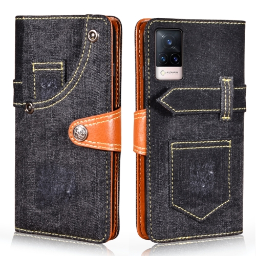 

For vivo V21 5G / 4G Denim Horizontal Flip Leather Case with Holder & Card Slot & Wallet(Black)