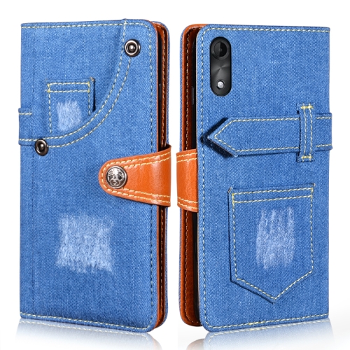 

For Wiko Y51 Denim Horizontal Flip Leather Case with Holder & Card Slot & Wallet(Dark Blue)