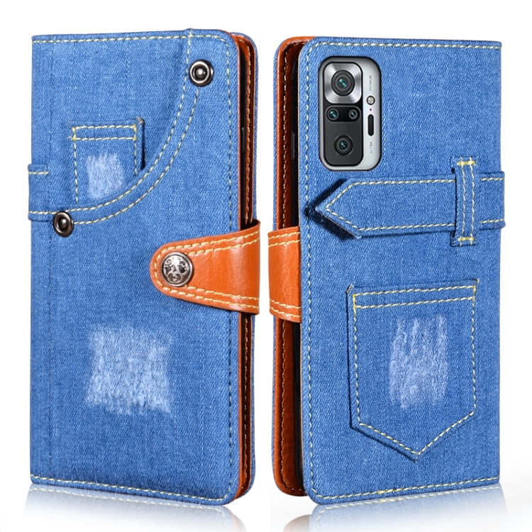 

For Xiaomi Redmi Note 10 Pro 5G Denim Horizontal Flip Leather Case with Holder & Card Slot & Wallet(Dark Blue)
