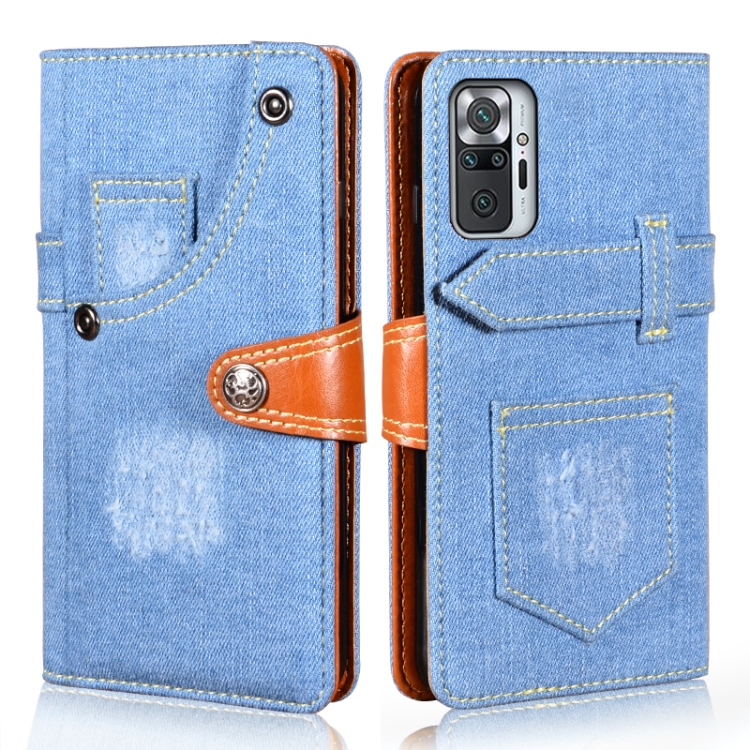 

For Xiaomi Redmi Note 10 Pro 5G Denim Horizontal Flip Leather Case with Holder & Card Slot & Wallet(Light Blue)