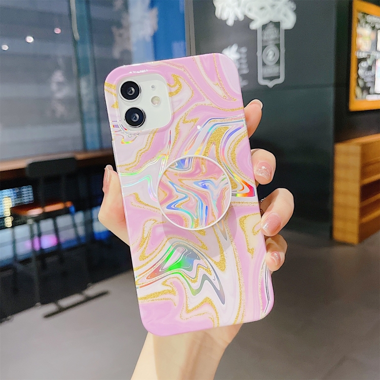 

Laser Glitter Watercolor Pattern Shockproof Protective Case with Airbag Holder For iPhone 12 mini(FD5)