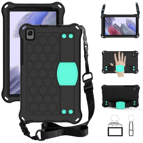 

For Samsung Galaxy Tab A7 Lite 8.7 (2021) T220/T225 Honeycomb Design EVA + PC Four Corner Shockproof Protective Case with Strap(Black+Mint)