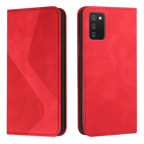 

For Samsung Galaxy A02s US Version Skin Feel Magnetic S-type Solid Color Horizontal Flip Leather Case with Holder & Card Slot & Wallet(Red)